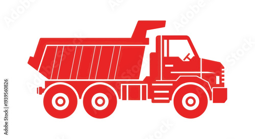 Red Dump Truck Silhouette Icon Vector Illustration