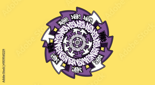 Typography Design with Central Circular Pattern.