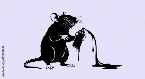 Rat Painting with Spray Can Silhouette.