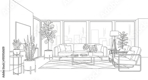 Elegant Living Room Interior with Modern Decor.