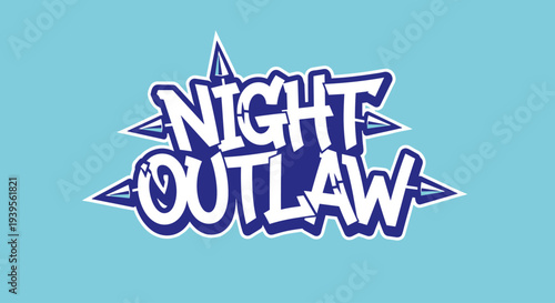 Night Outlaw graffiti style text logo design.