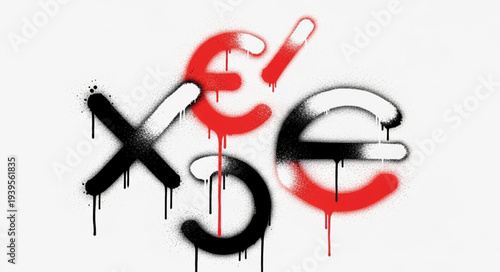 Graffiti Art Featuring Red Black and White Symbols.