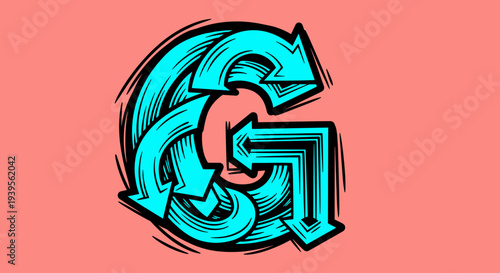 Interconnected Arrows Forming a Circular Pattern.