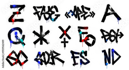Collection of Various Graffiti Tags and Street Art Styles.
