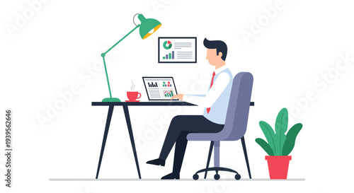 Man sitting at desk with laptop.