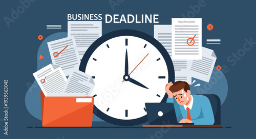 Man working on laptop computer deadline.