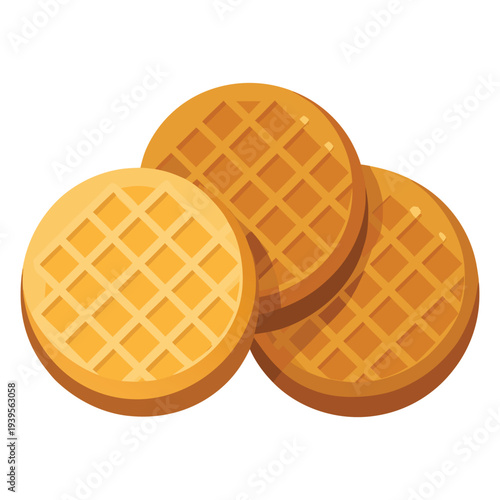 Vector illustration of 3 golden brown waffles