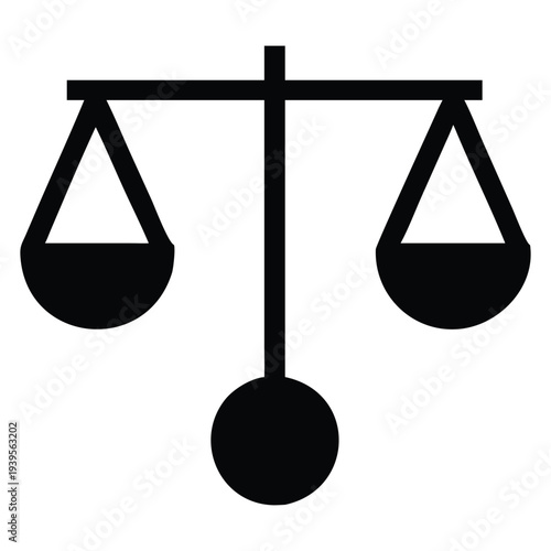 Vector balance scale icon, black on white background