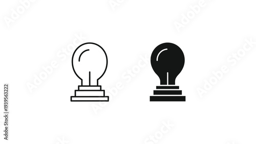 Light Bulb Icons in Simple Line Art and Solid Fill Styles on White Background for Web Design
