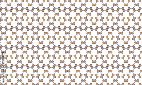 Modern Molecular Structure Inspired Floral Hexagonal Seamless Pattern for Textile, Wallpaper, and Surface Design
