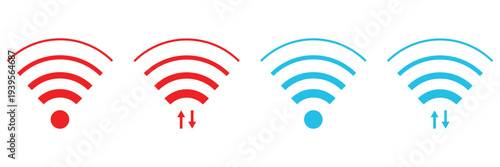 Wireless network signal strength symbols, wifi connection connectivity icons