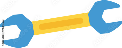 Double ended wrench icon in yellow and blue