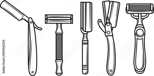 Collection of diverse razors showcasing evolution of shaving tools