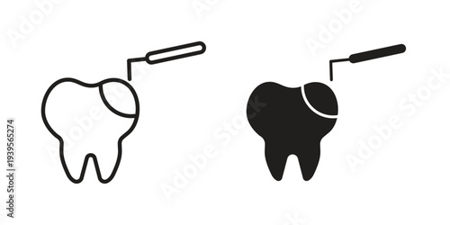 Tooth filling icon in a simple, black and white style.