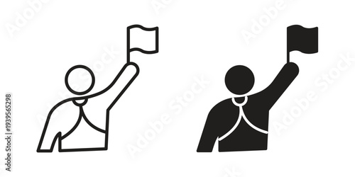 Tour guide icon in a simple, black and white style.