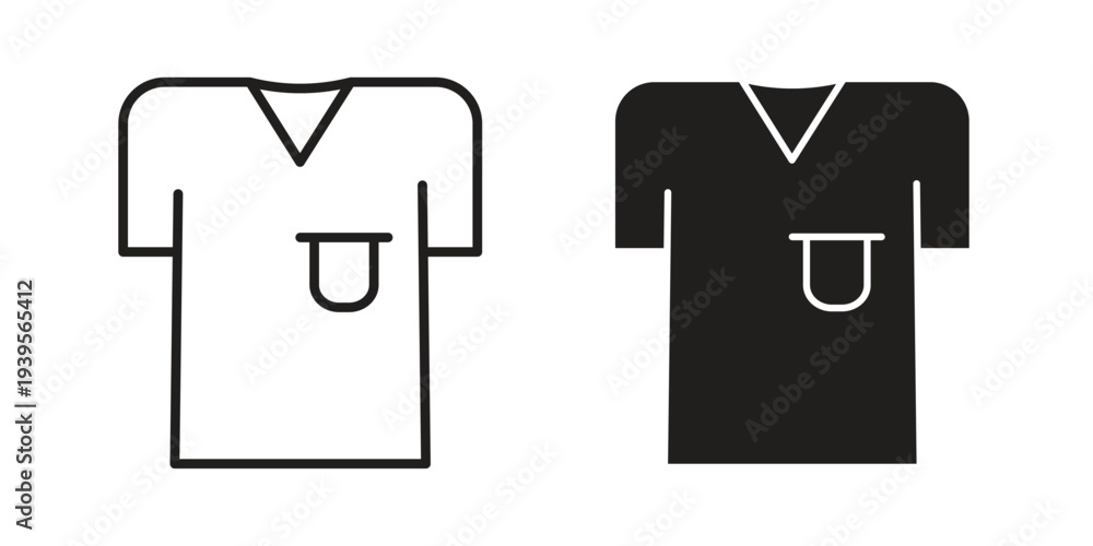 Naklejka premium Tshirt icon in a simple, black and white style.