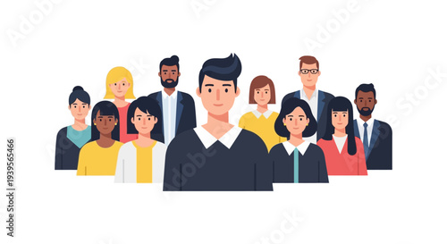 Diverse Group of Business People Avatars - Modern Flat Vector Illustration