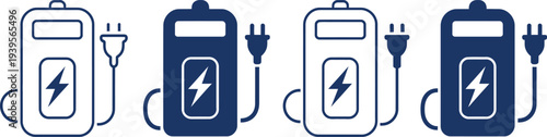 Electric car charging station with lightning bolt