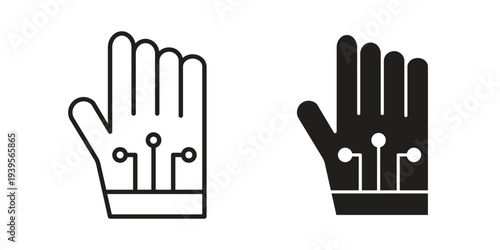 Wired gloves icon in a simple, black and white style.