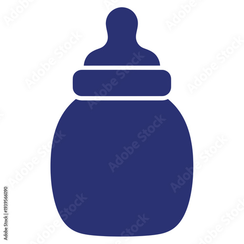Simple Blue Baby Bottle Icon on White Background