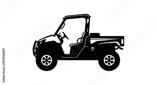 Silhouette of a Side-by-Side UTV Off-Road Vehicle on White Background