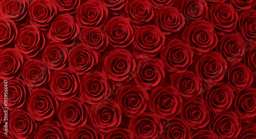 Kentucky Derby A captivating, dense wall background composed entirely of tightly packed, velvety scarlet red roses