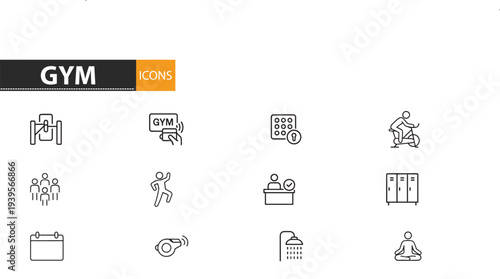 A collection of gym and fitness related icons and symbols