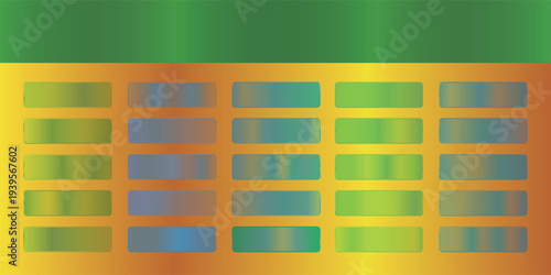 Metallic gradient foil background. most popular gradient. Gold, Pink gold, Silver and Holographic metal vector template