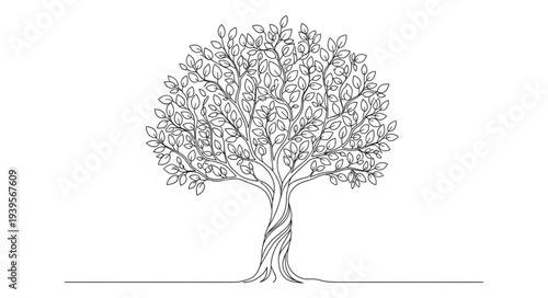Detailed Artistic Tree Illustration with Intricate Branches.
