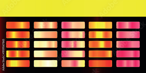 Metallic gradient foil background. most popular gradient. Gold, Pink gold, Silver and Holographic metal vector template