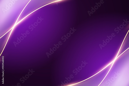 高級感のある紫グラデーションとゴールドの曲線ライン抽象背景素材