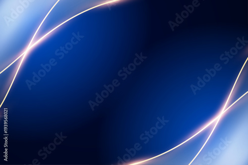 高級感のある青グラデーションとゴールドの曲線ライン抽象背景素材