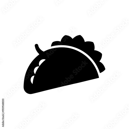 Classic black and white illustration of a delicious taco wrapped in a tortilla
