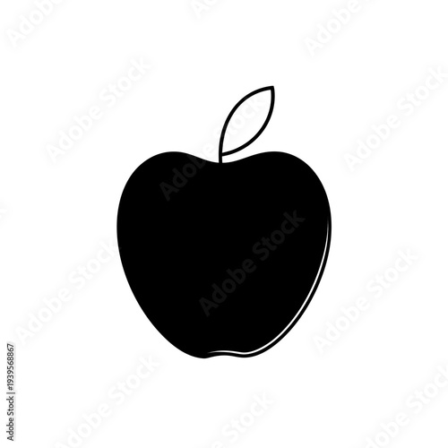 Simple and elegant black and white line drawing of a stylized apple