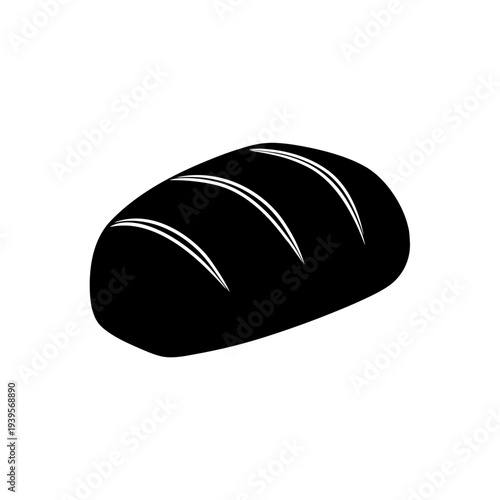 A stylized black and white illustration of a loaf of sliced bread
