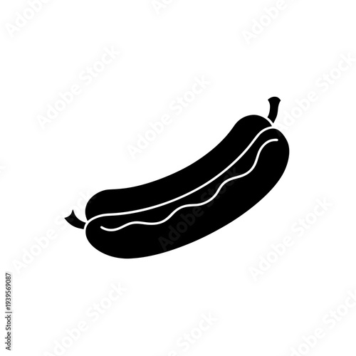 A sleek black silhouette of a banana with two small circular ends resembling eyes