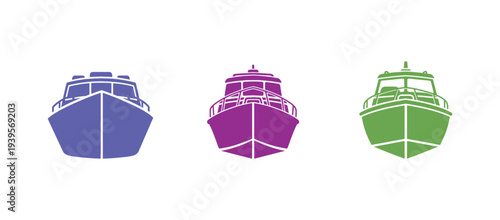 Minimal boat icon front view with simple flat illustration isolated on white.