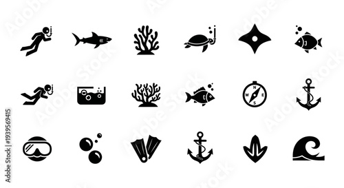 Collection of Black Sea Icons Symbols.
