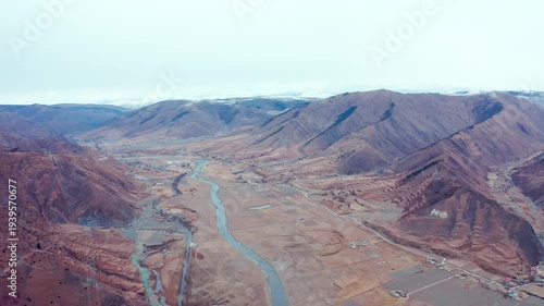 Wallpaper Mural Ganzi Valley Aerial View - Turquoise River Through Sichuan Mountains Torontodigital.ca