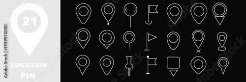 Collection of map pin icons .Modern graphic map pin icons set featuring different styles for location and navigation application
