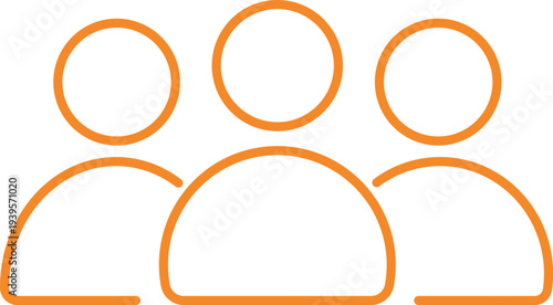 Three person team icon representing social community and collective group of professionals