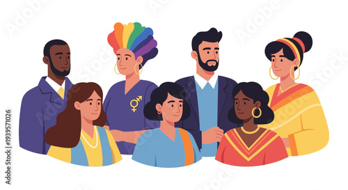 Unity in Diversity: Diverse People, Cultures, and Identities Illustrative Vector