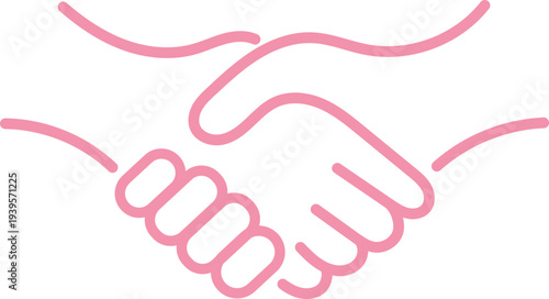 Two hands shaking in a line art style, partnership, agreement, cooperation symbol