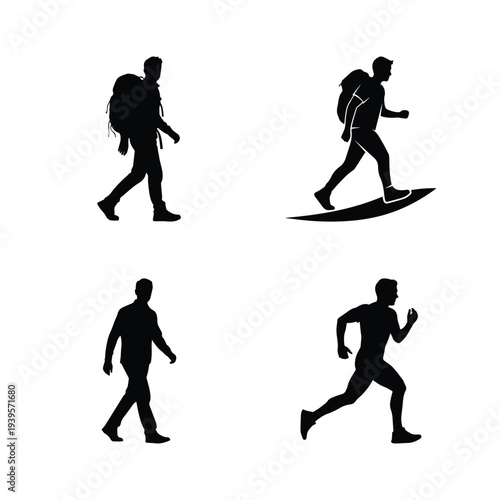 People engaging in various physical activities in silhouette