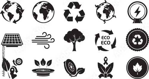 Eco friendly icons and symbols for sustainable living concept
