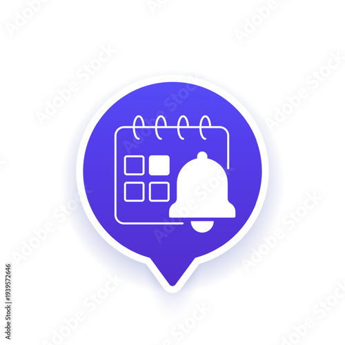 calendar and bell icon, event reminder vector