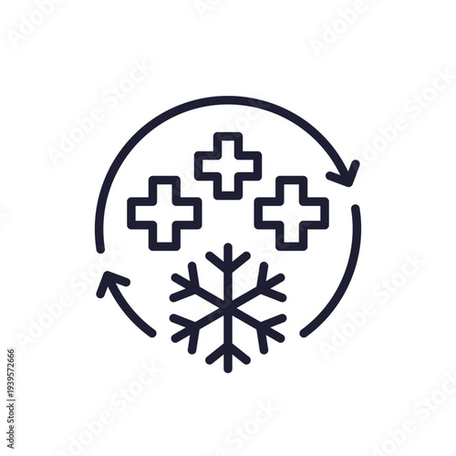 cold therapy line icon, reduce pain, lower inflammation
