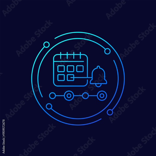 calendar and bell icon, linear design