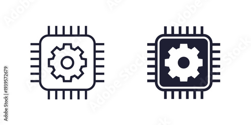chip settings icon with chipset, line and solid design