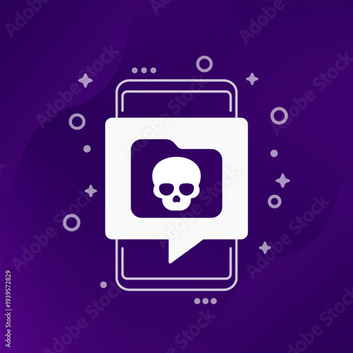 infected files icon with a smart phone